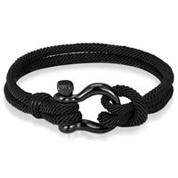 lgtjwls Nautische heren armband Paracord Edelstaal Anker Zwart -21cm