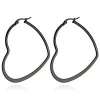 cillajewels Cilla Jewels Dames oorringen Edelstaal Zwart hartje-50mm