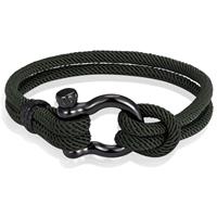 LGT JWLS Nautische heren armband Paracord Edelstaal Anker Army-19cm