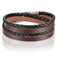 lgtjwls Leren Wrap armband LGT Jewels Gevlochten leer Bruin Zwart