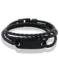 lgtjwls LGT Jewels Wrap armband Zwart Gevlochten leer Schuifgesp - 20.5cm