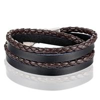 lgtjwls Leren Wrap armband LGT Jewels Gevlochten leer Zwart Bruin