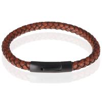 lgtjwls LGT Jewels leren armband Stalen sluiting Bruin Zwart-21cm