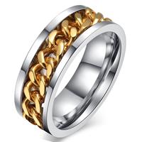 lgtjwls Stalen herenring met Cubaanse gouden ketting-18mm