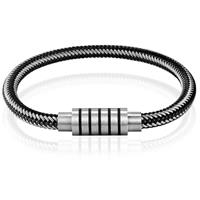 lgtjwls Heren armband Leer Edelstaal Magnetische sluiting - 21cm