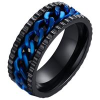 lgtjwls LGT Jewels edelstaal heren ring Cuban Link Zwart Blauw-20mm