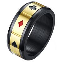 lgtjwls Stalen mannen ring Lucky Cards Spinner Goud Zwart-21.5mm