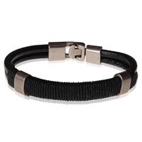 lgtjwls LGT Jewels heren armband Leer Touw Zwart- 20.5cm