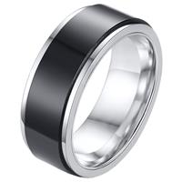 lgtjwls RVS heren ring Spinner Zilver met Zwart-21.5mm