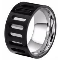 mendes heren ring edelstaal Zwart met Zilver-19mm
