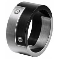 mendes heren ring edelstaal Schroef Zwart Zilver-19mm