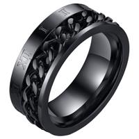 mendes heren ring Cuban Link Roman Numeral Black-19mm