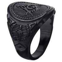 mendes Heren ring Vrijmetselaars Edelstaal Zwart -18mm