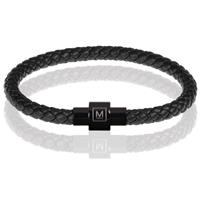 memphis armband leer met edelstaal Zwart-20cm