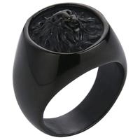 mendes heren ring Leeuw Edelstaal Zwart-18mm