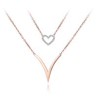 cillajewels Cilla Jewels gelaagde dames ketting Rose Verguld Kristal Hart