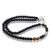 memphis kralen ketting Onyx Zwart Bruin - 45cm