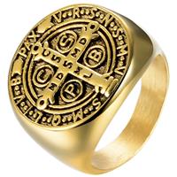 mendes Zegelring Heren Edelstaal Holy Medal Cross-21.5mm