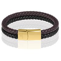 memphis Dubbele leren armband Duo Color Goud-22cm