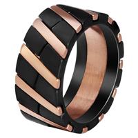 mendes Edelstaal heren ring Diagonal Stripe Black Rose-20mm