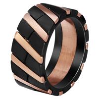 mendes Edelstaal heren ring Diagonal Stripe Black Rose-19mm