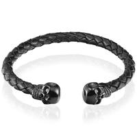 tomjaxon Tom Jaxon heren armband Leer Doodshoofd Zwart