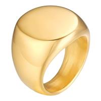 mendes Stalen heren ring  Ronde Zegel Goudkleurig-20mm