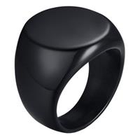 mendes Stalen heren ring  Ronde Zegel Zwart-21mm