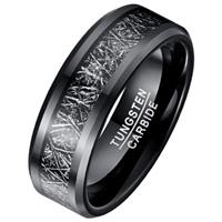 mendes heren ring Wolfraamcarbide zwart Vermiculiet Inlay-21.5mm