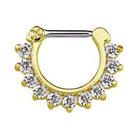 Adelia´s Nasenpiercing »Septum Clicker Nasenpiercing Gold, 11 klare Steine«, mit 316l Stahlstab als Verschluss Clicker