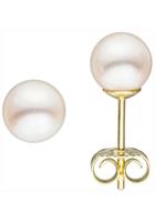 Jobo Paar Ohrstecker, 585 Gold mit Akoya-Zuchtperlen 6 mm