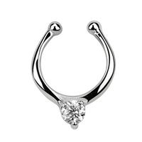 Nasenpiercing »Nasenpiercing Fake Ring Septum Silber mit Kristall Stein«, Klemmring aus 925 Silber