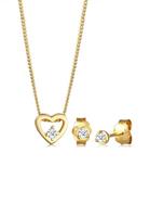 Diamore Schmuckset »Herz Liebe Solitär Diamant (0.09ct) 585 Gelbgold«