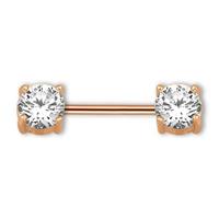 Brustwarzenpiercing »Brust Piercing, Intimpiercing rosegold mit runden Steinen«, Mit zwei gefassten, runden, klaren Steinen 5 mm Ø