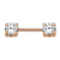 Brustwarzenpiercing »Brust Piercing, Intimpiercing rosegold mit runden Steinen«, Mit zwei gefassten, runden, klaren Steinen 5 mm Ø