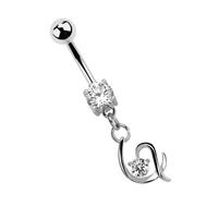 Adelia´s Bauchnabelpiercing »Bauchnabel Piercing Banane mit Stein und baumelndem Herz«, Mit 7 mm gefasstem Stein und Anhänger