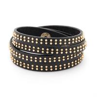 Pippa&Jean Leder armband Messing in Zwart