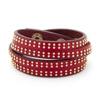 Leder armband Messing in Rood