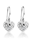 Nenalina Dames oor hanger hart met witte kristallen in 925 sterling zilver
