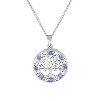 Zeeme Kette mit Anhänger »925/- Sterling Silber rhodiniert Baum Zirkonia bla«