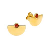 Zeeme Paar Ohrstecker »925/- Sterling Silber vergoldet Achat rot«, Achat rot