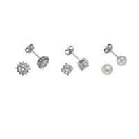Vivance Paar Ohrstecker »925/- Sterling Silber 3er Set Zirkonia Perle«