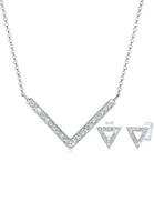 Elli Dames Driehoek Geo met Kristallen in 925 Sterling Zilver