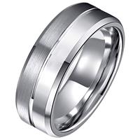 tomjaxon Tom Jaxon wolfraam Ring Groef Mat en Glans Zilverkleurig-22mm