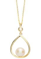NANA KAY Kette mit Anhänger »Gold, Tropfen, FG072S«, mit Zirkonia (synth) - mit Süßwasserzuchtperle