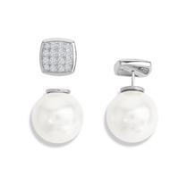 Zeeme Paar Ohrstecker »925/- Sterling Silber rhodiniert Perle Zirkonia we«