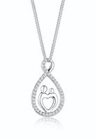 Elli dames met hanger moeder kind hart en zirkonia in 925 sterling zilver verguld 45 cm lang