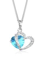 Elli Dames met hanger hart en kristallen in 925 sterling zilver 45 cm lang
