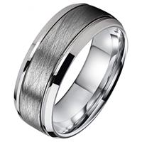 tomjaxon Zilverkleurige wolfraam heren ring Geborsteld Mat en Glans-21.5mm