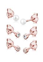 Elli Dames' basis set van 3 met gekweekte zoetwaterparels en kristallen in 925 sterling zilver